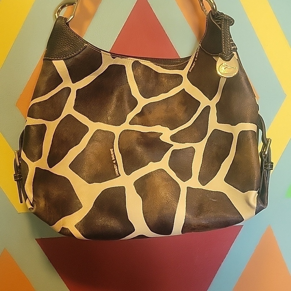 Dooney & Bourke Vintange Vacchetta Leather Giraffe Print Shoulder/ Hobo Bag+ Tag - Picture 7 of 16